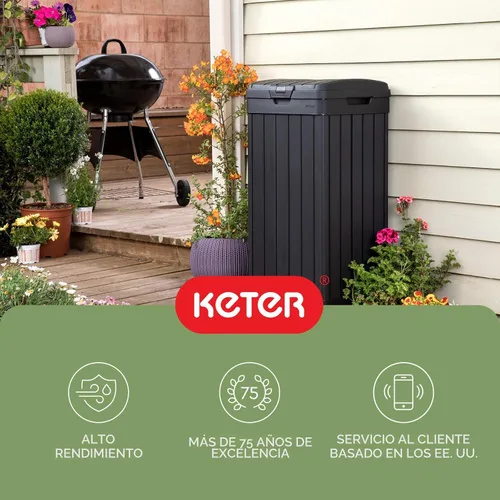 Miniatura 14 de Keter Baltimore - Bote de basura de resina de 38 galones para cocina al aire libre con tapa y bandeja de goteo para una fácil limpieza, perfecto