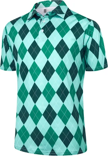 Hawaiian Polo Shirts for Men, Quick Dry Men's Golf Shirts Short Sleeve Dry Fit Performance Golf Polo for Golf Hiking Horsing