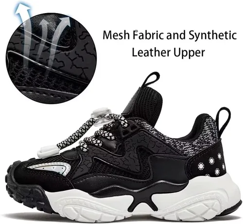 Miniatura 2 de HOBIBEAR Tenis deportivos para correr para niños y niñas, con velcro, ligeros y transpirables (niños pequeñosniños grandes)