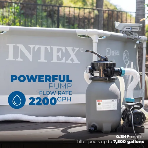 Miniatura 2 de XtremepowerUS Sistema de bomba de filtro de arena de 10 pulgadas para piscina sobre el suelo, válvula multipuerto, filtro de piscina con sistema