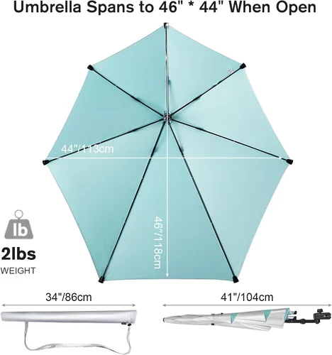 Miniatura 2 de G4Free Sombrilla ajustable UPF 50+ XL con abrazadera universal, protección UV, sombrilla para silla de playa, cochecito, silla de ruedas, carrito