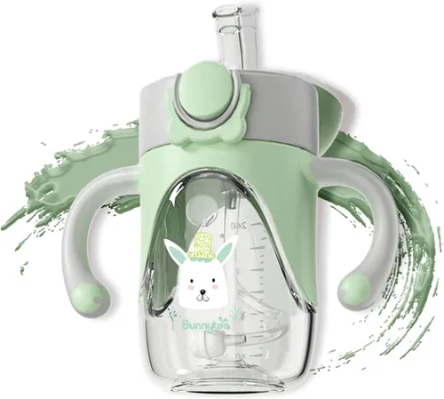 Miniatura 12 de Bunnytoo Vaso para beber con popote con peso de 1 a 3 años de edad, 8 onzas sin BPA Tritan taza de agua para bebé con asas, taza de entrenamiento
