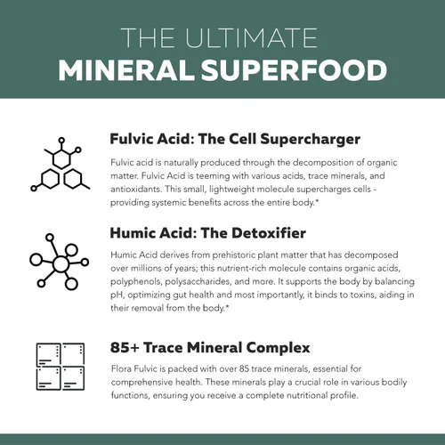 Miniatura 4 de Flora Fulvic Ácido fúlvico + complejo de ácido húmico – 550 mg Minado en Utah, extracto prehistórico de tierra profunda Inmunidad, intestino
