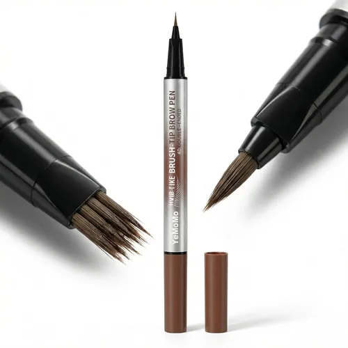 Miniatura 8 de Bolígrafo 4D de doble punta para cejas, punta de pincel similar al cabello, tinte impermeable para cejas con punta suave, disponible en 5