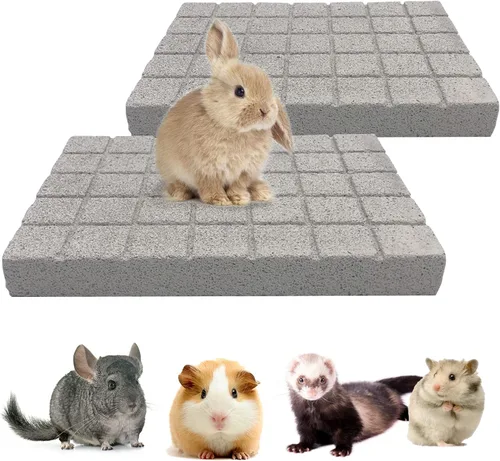 Miniatura 10 de BNOSDM Almohadillas de garra de conejo, almohadillas para rascar conejo, piedra de lava de hámster natural para rechinar dientes, tablero rascador