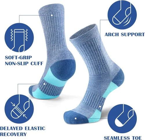Miniatura 2 de Gonii Calcetines deportivos para mujer, 5 pares, para senderismo, correr, con cojín grueso