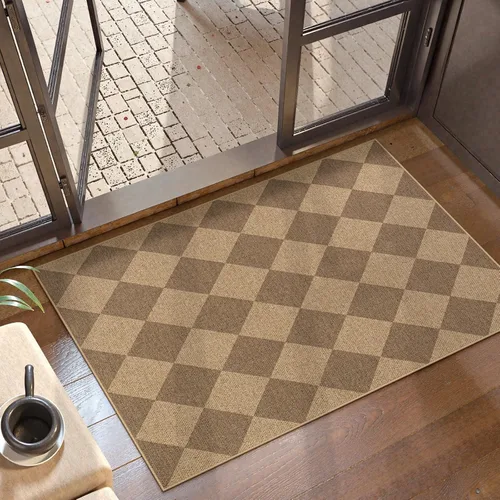 Miniatura 39 de Lahome Alfombra de yute a cuadros fácil 2'x3', alfombra pequeña para entrada, antideslizante, alfombra para la puerta delantera de la cocina