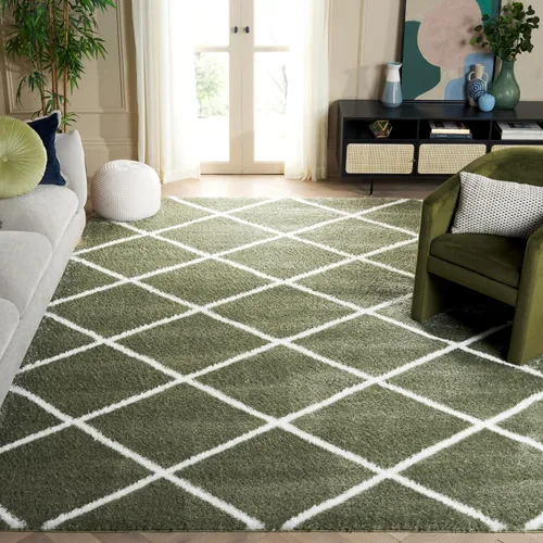 Miniatura 15 de SAFAVIEH Tahoe Shag Collection - Alfombra para pasillo, 2 x 9 pies, diseño de enrejado, no desprende pelusa y de fácil cuidado, 1.2 pulgadas
