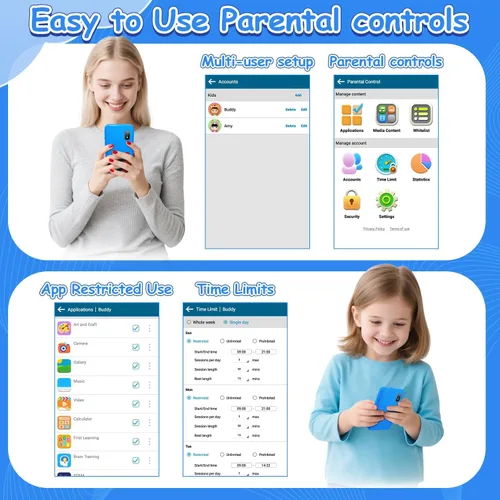 Miniatura 4 de MINIBEAR Teléfono inteligente de juguete para niños, 3.97 pulgadas, juguetes de aprendizaje de doble cámara para niños, más de 201