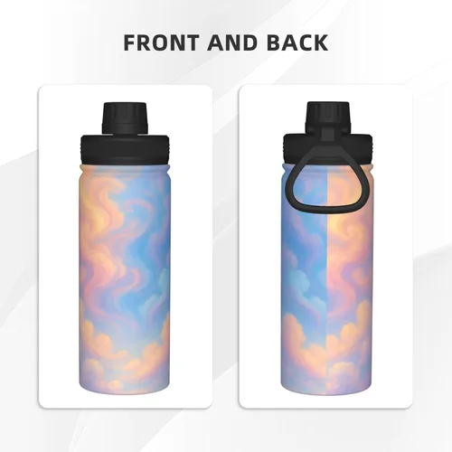 Miniatura 3 de Colorful Clouds Printed Insulated Water Bottle, 18oz Stainless Steel Funny Travel Mug, Leakproof Hot & Cold for Sports, Gym, Hiking