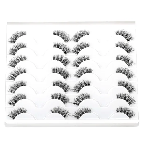 Miniatura 336 de Pooplunch - Pestañas postizas finas de visón sintético, estilo ojo de gato, naturales, cruzadas, tipo racimo, efecto 8D de volumen, tiras
