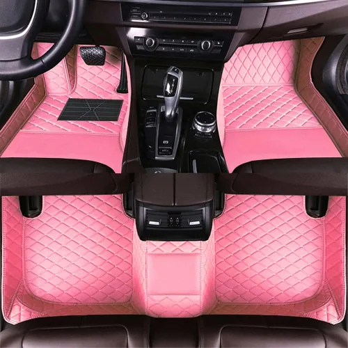 Tapetes de cuero negro y rosa personalizados para automóvil, SUV, camión y vehículo deportivo, protección para todo tipo de clima, se adapta a la