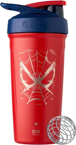Miniatura 7 de BlenderBottle Justice League Sport - Botella batidora de acero inoxidable aislada con batidor de alambre, 24 onzas, Batman – Batidos de proteínas e