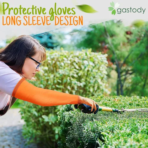 Miniatura 4 de Guantes de jardinería de manga larga para mujeres y hombres, guantes de jardín de puño largo, multiusos, resistentes para exteriores e interiores