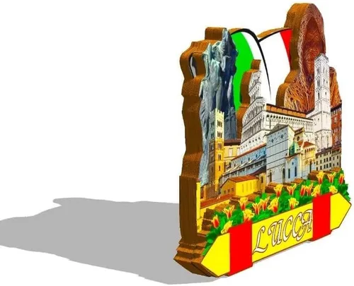 Miniatura 2 de Imán de Italia Lucca para nevera, diseño de madera en 3D, monumentos coleccionables, decoración hecha a mano -351