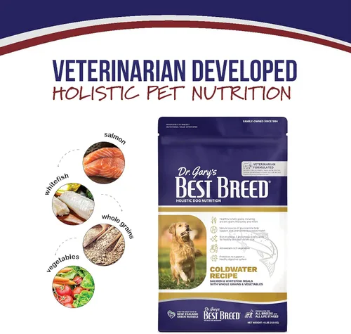 Miniatura 3 de Dr. Gary's Best Breed Coldwater Recipe - Comida seca para perros con salmón y pescado blanco, formulada por veterinarios, hipoalergénica para piel