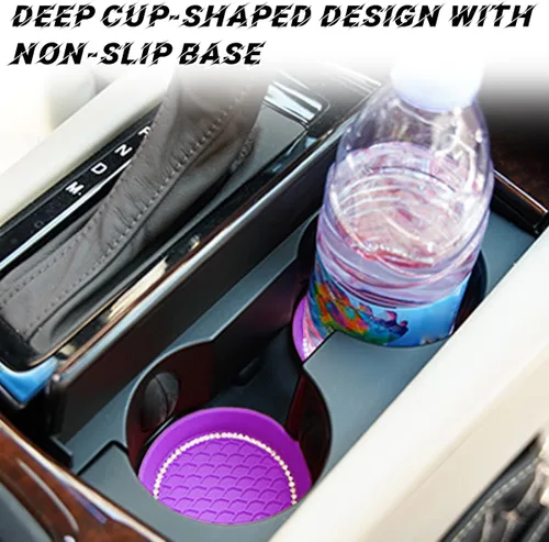 Miniatura 3 de zipelo Portavasos para automóvil con brillantes, paquete de 4 unidades, universal, para vehículo, antideslizante, portavasos con inserción, silicona