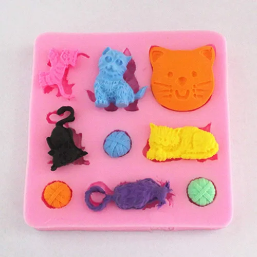 Miniatura 6 de Molde de silicona con forma de gato pequeño, molde de pasta de goma para gatito, chocolate, caramelo, magdalena, herramientas de decoración