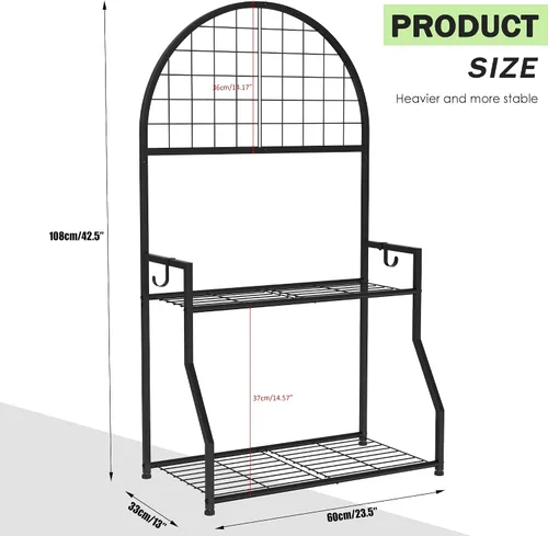 Miniatura 2 de VGMiu Soporte para plantas de 2 niveles para interiores y exteriores, soporte de exhibición de plantas de metal para múltiples plantas, soporte