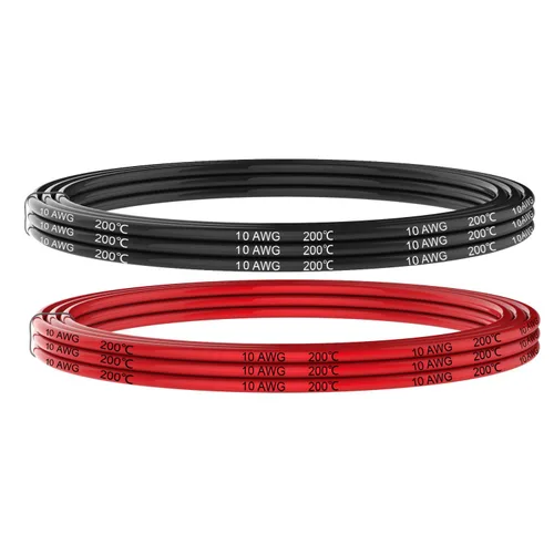 Cable eléctrico Haerkn calibre 10 AWG, cable de silicona calibre 10 de 20 pies [10 pies negro y 10 pies rojo], cables de conexión, suave y flexible,