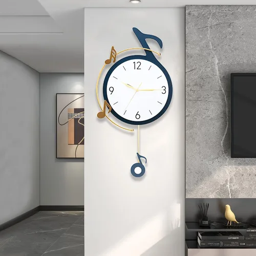 Dankeit Reloj de pared decorativo de cuarzo con péndulo, funciona con pilas, arte de notas musicales para sala de estar, cocina, hogar, baño,