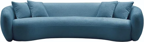 Miniatura 7 de KEVINSPACE Sofá curvo de 101 pulgadas, 4 asientos, moderno sofá de tela boucle de lujo, sofás de respaldo curvado de mediados de siglo, moderno