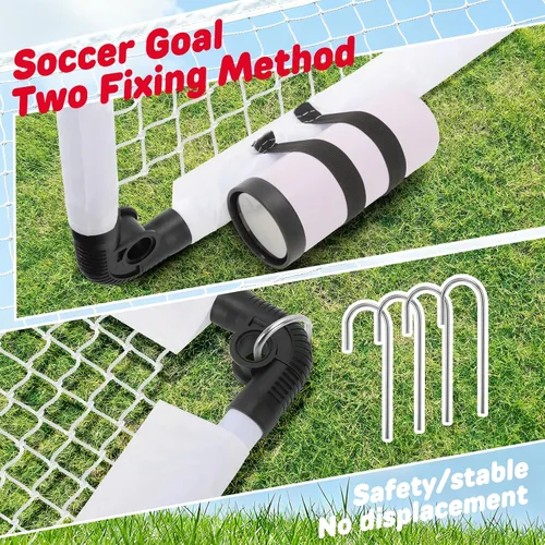 Miniatura 5 de KETIEE Porterías de fútbol para niños para patio trasero: juego de porterías de fútbol plegables de 35 x 23 pulgadas, portería de fútbol portátil