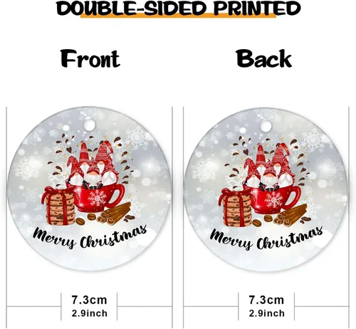 Miniatura 2 de ArogGeld Adorno redondo de cerámica con diseño de gnomo de Navidad, recuerdo de porcelana plana, árbol de Navidad, vacaciones, decoración de fiesta