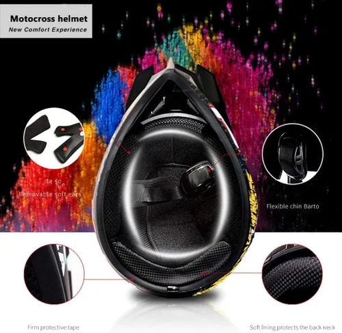 Miniatura 5 de Casco Bluetooth de cara completa para motocross, motocross, ATV, motocicleta, casco Bluetooth para hombres y mujeres, aprobado por el DOT, de cuatro