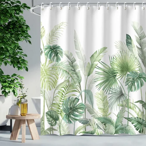 Miniatura 6 de RosieLily Cortinas de ducha florales rosas para baño, cortina de ducha de flores de acuarela para niñas, juego de cortina de ducha con ganchos