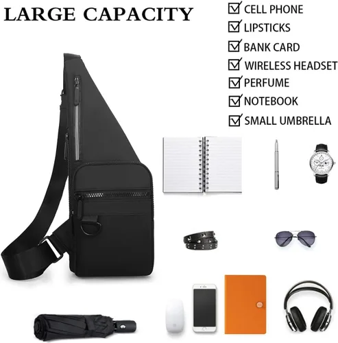 Miniatura 7 de Bolso bandolera delgado cruzado en el pecho, mochila de hombro antirladrón, bolsa de bolsillo personal, riñonera para viajes y deportes