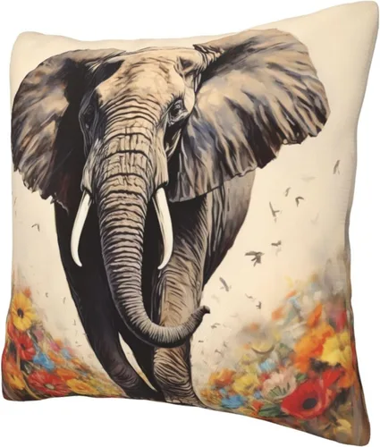 Miniatura 2 de Fundas de almohada decorativas con estampado de pintura de elefante, funda de cojín cuadrada suave, fundas de cojín para sofá, dormitorio, sala