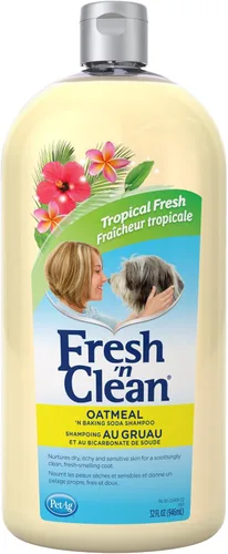 Miniatura 7 de PetAg Fresh 'n Clean - Champú de avena y bicarbonato de sodio, aroma fresco tropical, 64 onzas, nutre la piel seca, picazón y sensible con vitamina