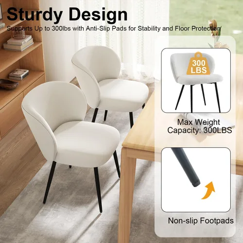 Miniatura 5 de Juego de 2 sillas tapizadas de tela, sillas de tocador de maquillaje, sillas decorativas modernas, sillas de comedor con patas de metal para cocina