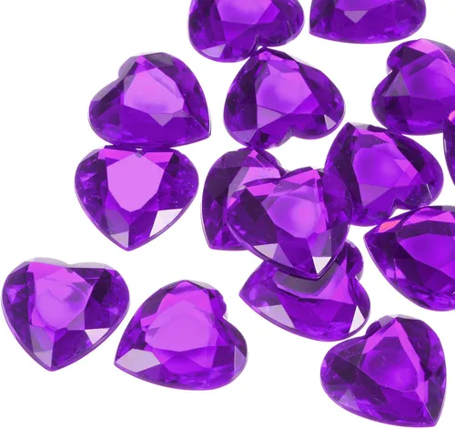 Miniatura 33 de MECCANIXITY 20 piezas de diamantes de imitación acrílicos de corazón de 0.787 pulgadas (0.787 in) con parte trasera plana, gemas de plástico