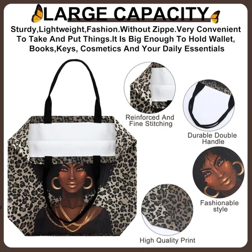 Miniatura 4 de Silkfly Paquete de 4 bolsas de mano afroamericanas para mujer, bolso de hombro grande, bolso de mano negro para niña, bolso de mano de trabajo