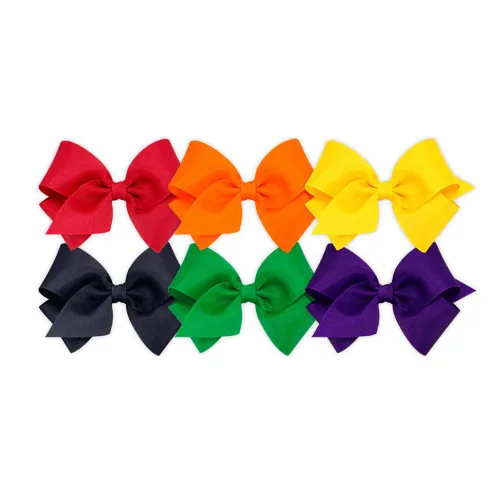 Miniatura 9 de Wee Ones Juego de 6 piezas de lazos para niña, paquete variado de grosgrain sólido en una pinza de pelo antideslizante WeeStay, mediano, azul, azul