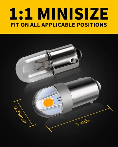 Miniatura 2 de Antline BA9S BA9 1895 1891 53 57 47830 64111 3893 Bombilla LED amarillo ámbar, superbrillante Canbus libre de errores, 12 voltios de repuesto