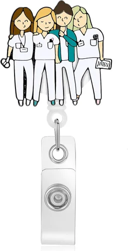 Miniatura 13 de Hanreshe Lindo carrete de insignia de enfermera retráctil con clip de corazón para enfermera, estudiante, médico, tarjetas de identificación