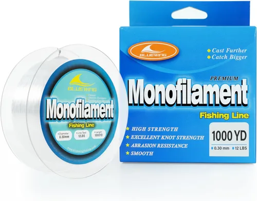 Miniatura 48 de BLUEWING Sedal de pesca monofilamento 6,8,10,12,15,20,25,30,40,50,60,80,100,130,250,300,400 libras, 50,100,500,1000,3000 yardas, hilo de pescar mono
