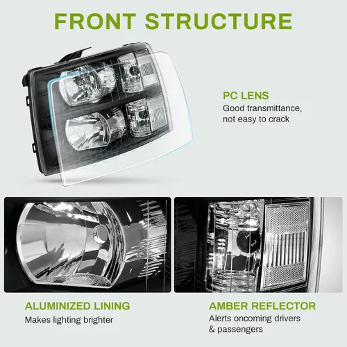 Miniatura 3 de AUTOSAVER88 Conjunto de faros delanteros compatible con Chevy Silverado 1500 2007-2013/2007-2014 Silverado 2500HD 3500HD Modelos solamente Luz