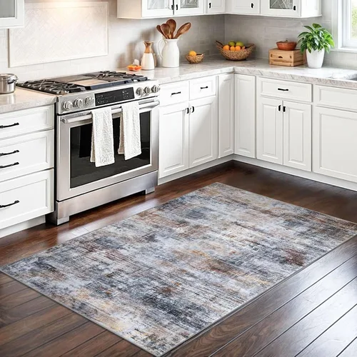 Miniatura 455 de IOHOUZE Alfombra abstracta lavable de 3 x 12 pies para pasillos, antideslizante para cocina, camino de entrada de lana sintética para interiores