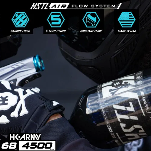 Miniatura 4 de HK Army 68ci 4500psi - Tanque de paintball HPA de fibra de carbono HSTL Negro