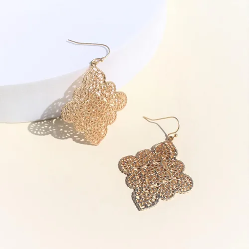 Miniatura 3 de POMINA Aretes colgantes de filigrana celta floral dorada, bohemios, modernos, geométricos, para mujer