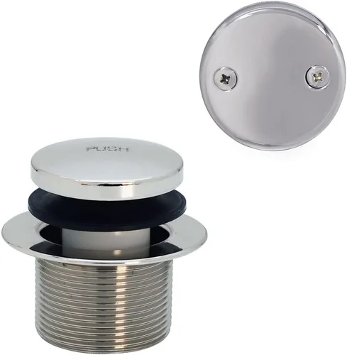 Miniatura 13 de Set de tapón de drenaje Westbrass con sistema de presión con el pie para bañera, con dos agujeros en placa frontal de desagüe, de metal pulido, Mate