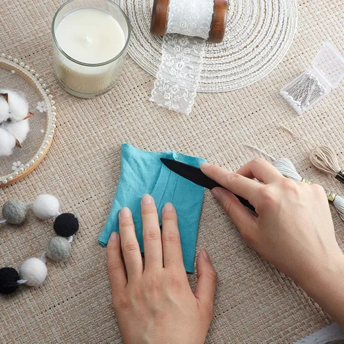 Miniatura 6 de Outus 3 piezas de herramientas de costura para coser acolchados, prensar costuras y marcar tela, girador de puntos de plástico con borde de costura