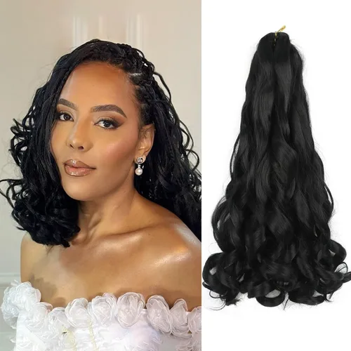 Miniatura 54 de Cabello rizado francés trenzado de 10 pulgadas, color 4, cabello rizado preestirado, 8 paquetes de trenzas de ganchillo de rizo francés para trenzas