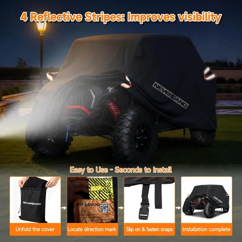 Miniatura 7 de NEVERLAND cobertor impermeable universal UTV para vehículo utilitario, también para Polaris Can-Am, Yamaha, Honda, Suzuki, BMW y Kawasaki, Negro