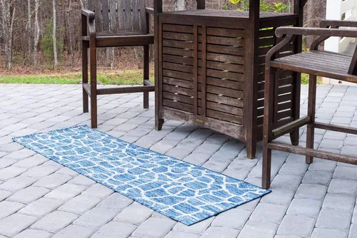 Miniatura 2 de Unique Loom Outdoor Safari Collection - Alfombra de área - Jirafa (2' x 6' 1" camino, azul/gris)