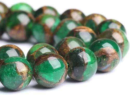 Miniatura 3 de JIEJINYU - Cuentas sueltas redondas de cloisonné verde de 6mm (15/64 pulgadas), 60 piezas para hacer pulseras de joyería DIY